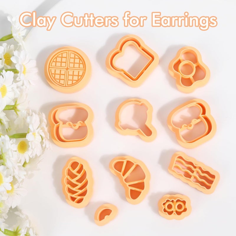 Puocaon Bread Polymer Clay Cutters - 11 Pcs Bakery Cutters for Polymer Clay Jewelry, Dessert Breakfast Theme Cutter Earring Making Kit for Earring Making - Image 5